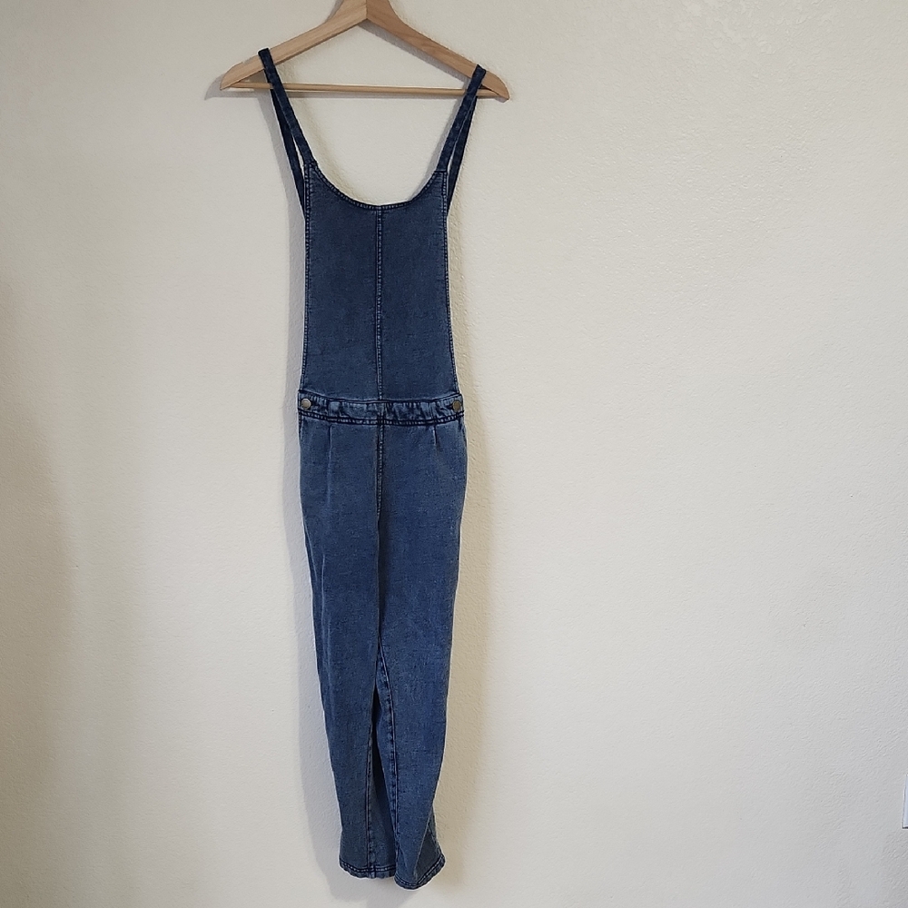 Z Supply Terry Knit Denim Criss Cross Overall Blue Wash Size Medium - Picture 4 of 13